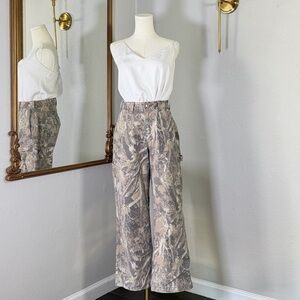 Abercrombie & Fitch Beige Camouflage Wide-Leg Pants